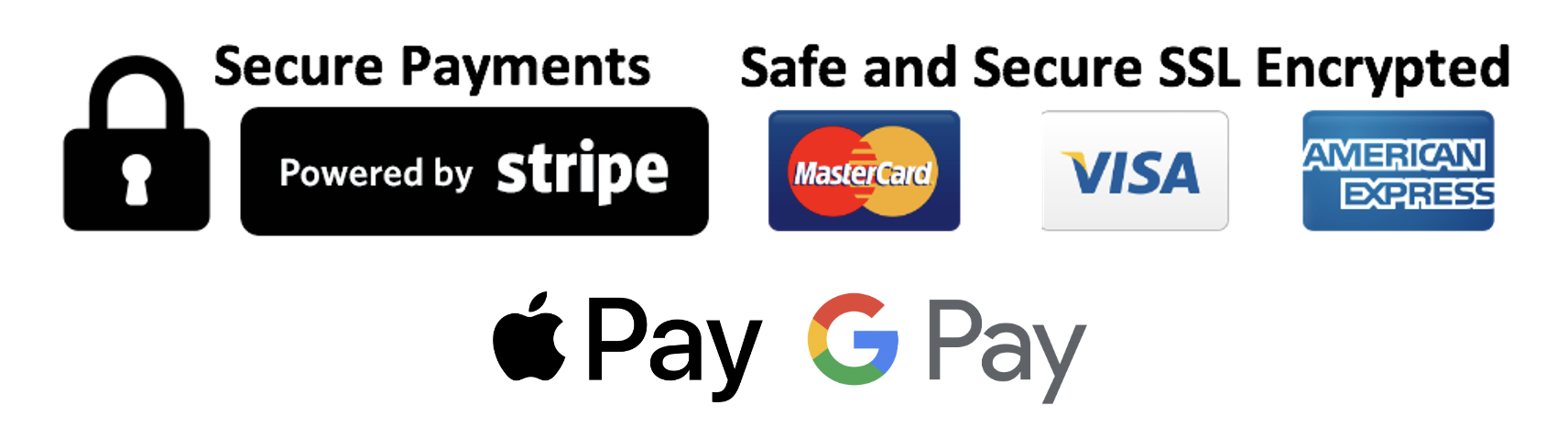 Powered by Stripe, Mastercard, Visa, and American Express